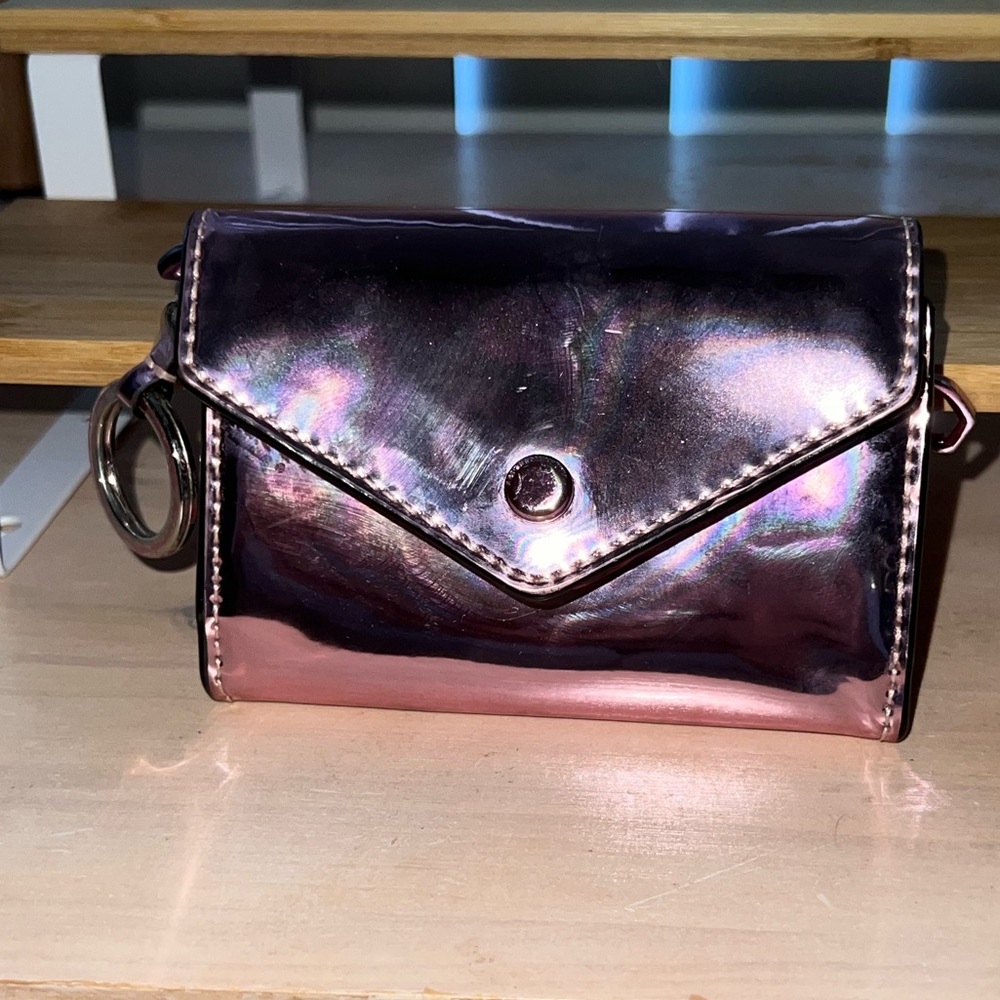 Rebecca Minkoff pink holographic mini wallet